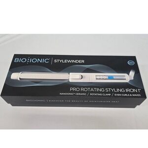 Bio Ionic StyleWinder Pro Rotating Styling Iron 1 Inch NanoIonic Ceramic White